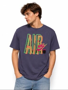 Nike Air Graphic T-Shirt Medium Purple Neon Logo Dept of Nike Archives Reissue